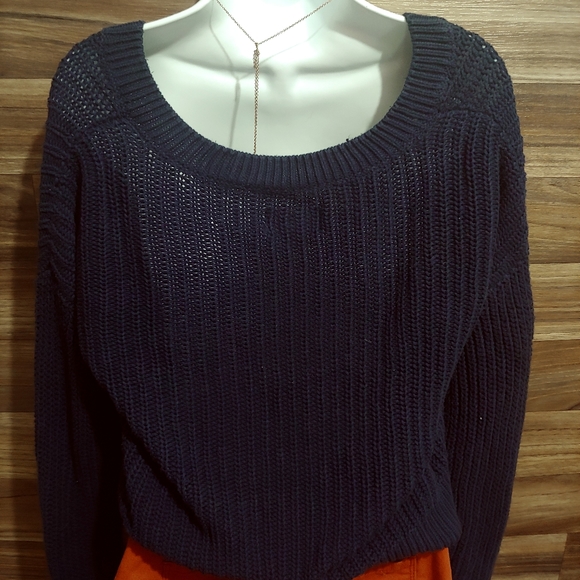 PINK size xs oversized navy blue knit sweater - Picture 3 of 7